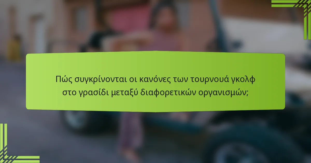 Πώς συγκρίνονται οι κανόνες των τουρνουά γκολφ στο γρασίδι μεταξύ διαφορετικών οργανισμών;